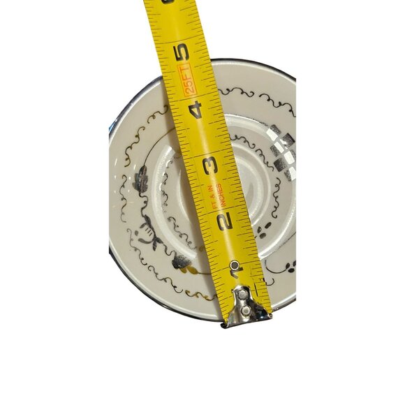 Vintage Demitasse Teacup & Saucer Singed Cumbow Silver Gilded Hand-Painted - Picture 6 of 14